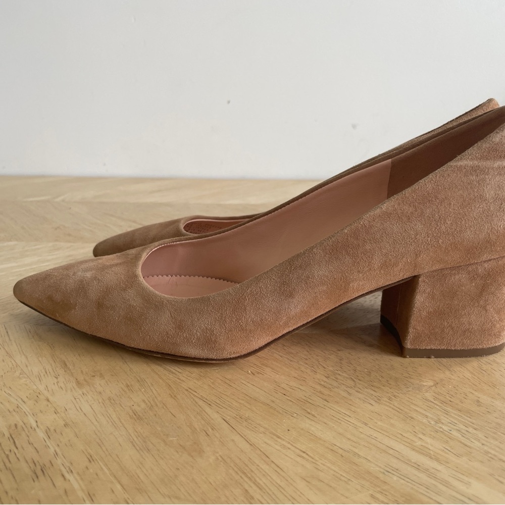 J. Crew Tan Suede Block Heel Pumps